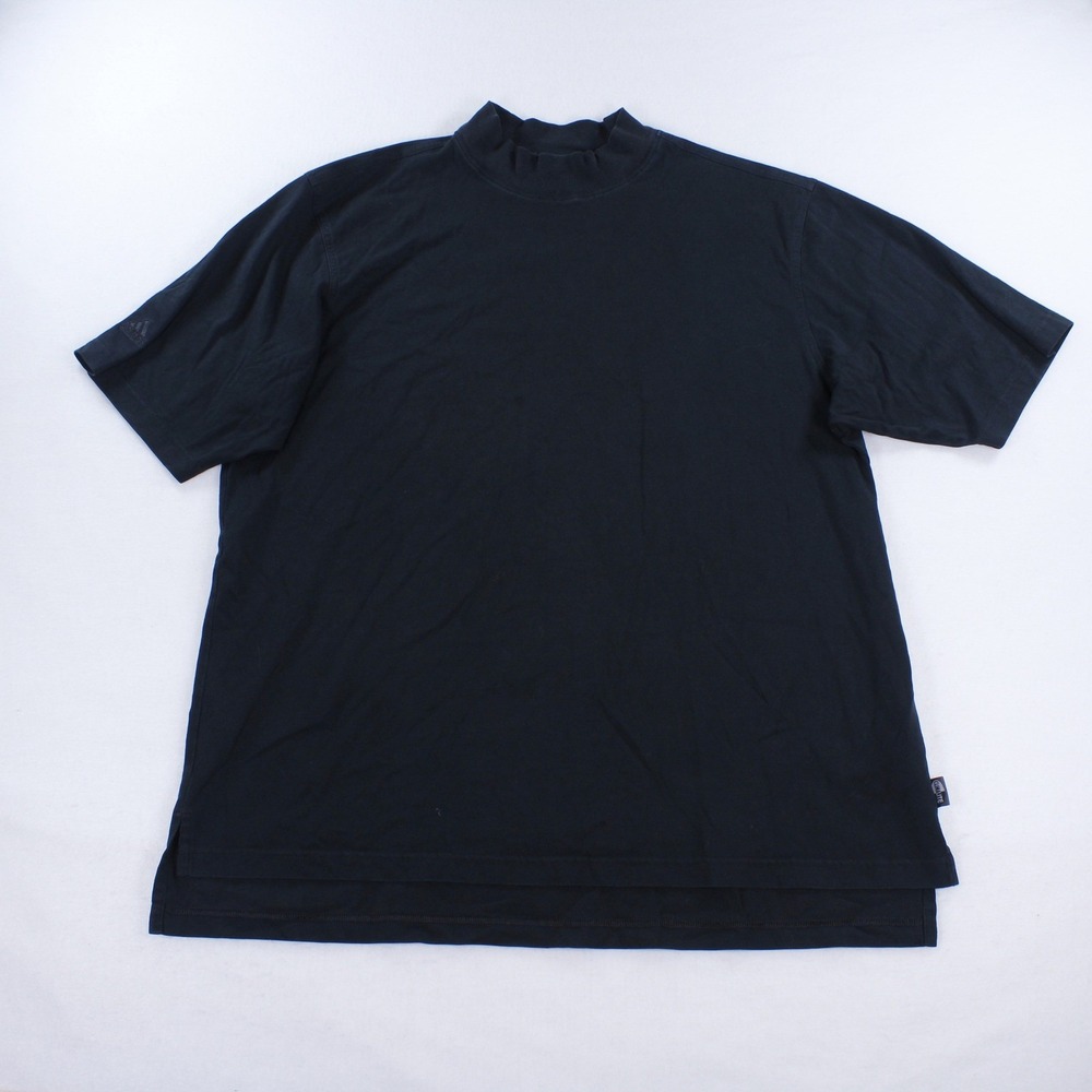 Vintage Adidas Climalite Mock Neck Short Sleeve Shirt Black Men's Size L Golf